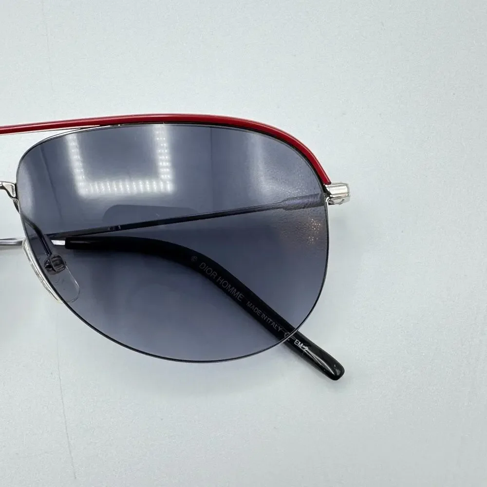 Dior Homme Sunglasses Dior0147S 010JJ Palladium Black Red Aviator Gradient Lens